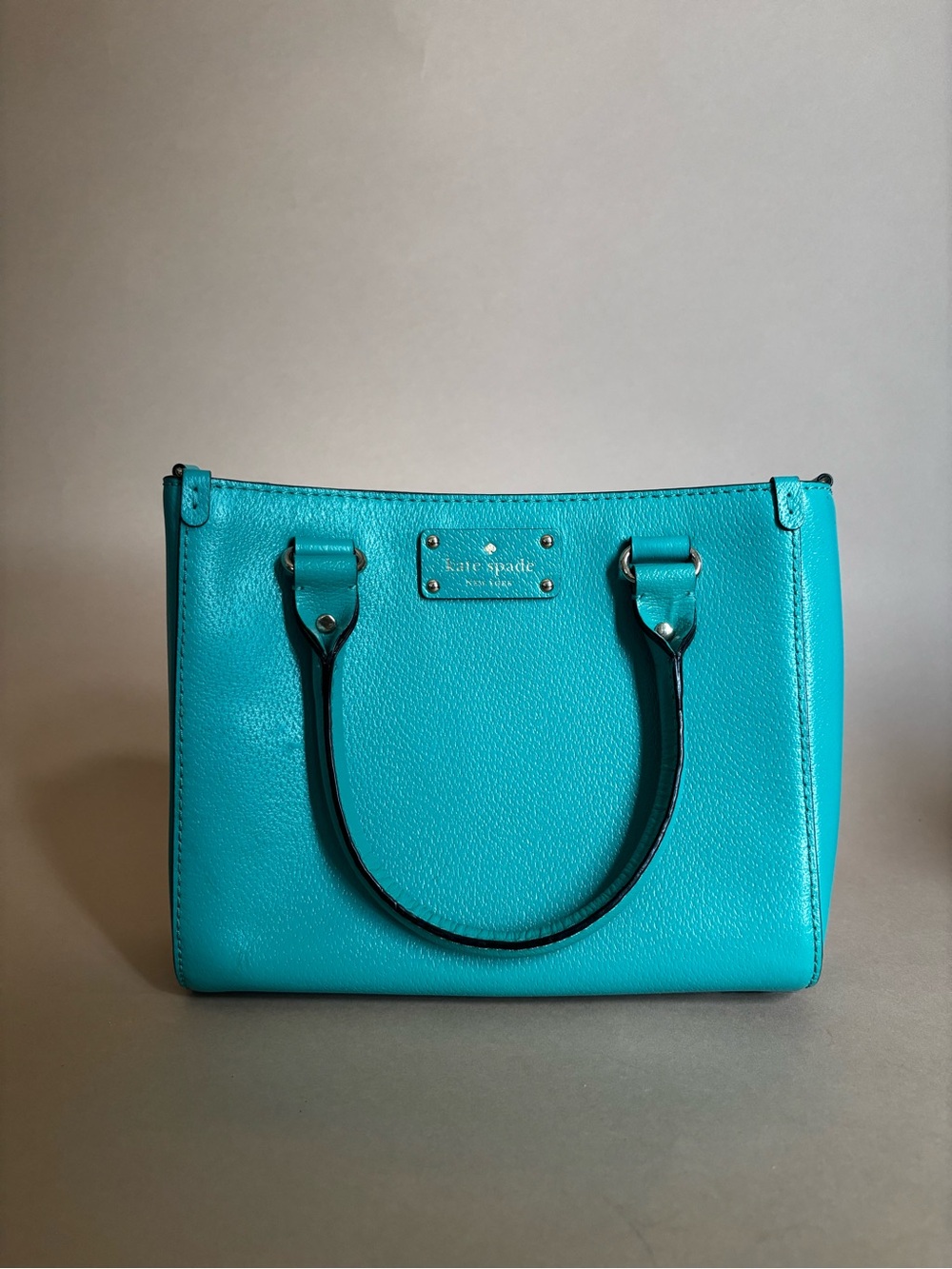 Kate Spade Wellesley Quinn Turquoise Aqua Leather Satchel Handbag